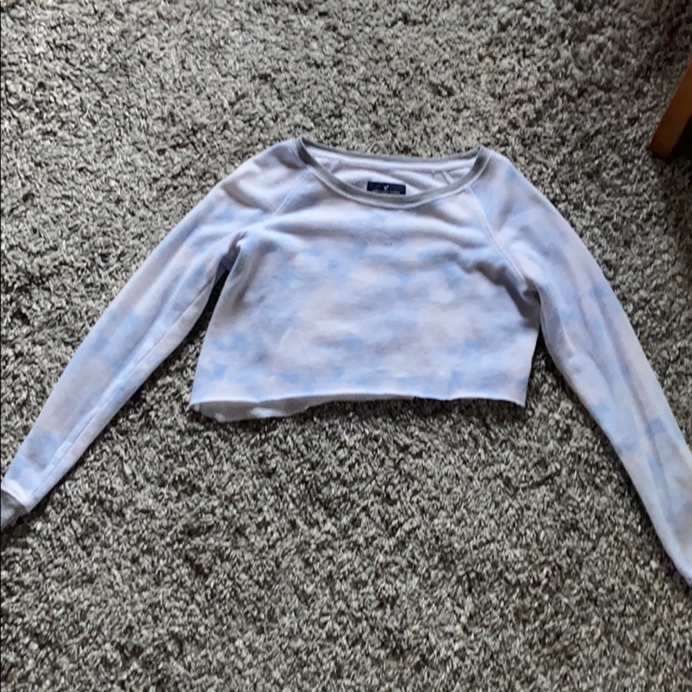 blue tie dye crew neck